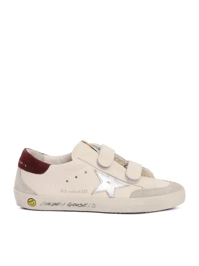 Golden Goose Kids' Old School Leather Upper And Toe Laminated Star Suede Penstar Heel And Spur Signature Foxing Sneaker In White