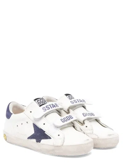 Golden Goose Kids' Old School Leather Upper Suede Star And Heel In White