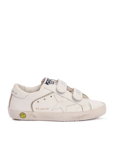 Golden Goose Kids' Old School Leather Upper Toe Star And Heel With Gllitter Piping Sneakers In White