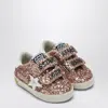 Golden Goose Old School Low Trainer In Peach/white Glitter