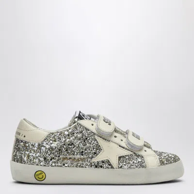 Golden Goose Old School Low Trainer In Platinum/cream Glitter In Metal