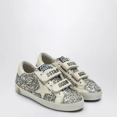Golden Goose Old School Sneaker In Platinum/cream Glitter