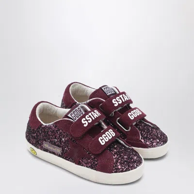 GOLDEN GOOSE OLD SCHOOL SNEAKERS IN BURGUNDY GLITTER