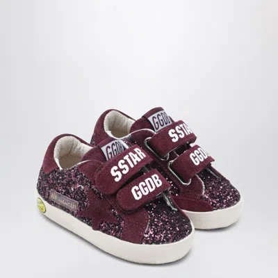 GOLDEN GOOSE OLD SCHOOL SNEAKERS IN BURGUNDY GLITTER