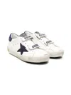 Golden Goose White Old School Sneaker For Kids With Blue Star In White