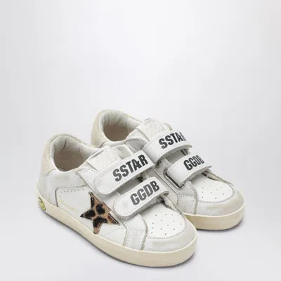 Golden Goose Old School Sneakers In White With Leopard Print Star In Multi