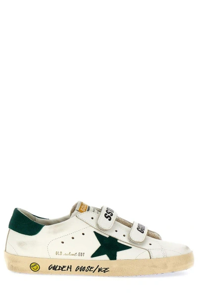 Golden Goose Kids Old School Star Patch Sneakers In White/green