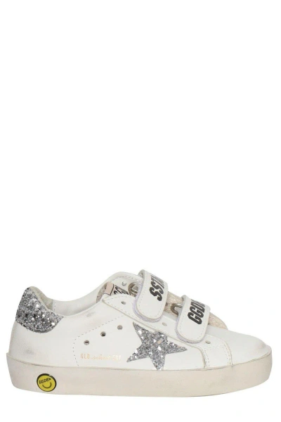 Golden Goose Kids' Old School Star Patch Sneakers In White/ice/silver
