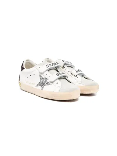 Golden Goose Kids' Old School Touch-strap Sneakers In 白色