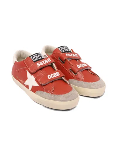 Golden Goose Kids' Old School Touch-strap Sneakers In Orange