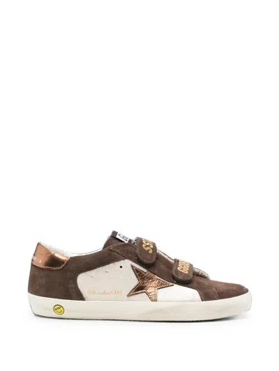 Golden Goose Kids' Old School Touch-strap Sneakers In Brown