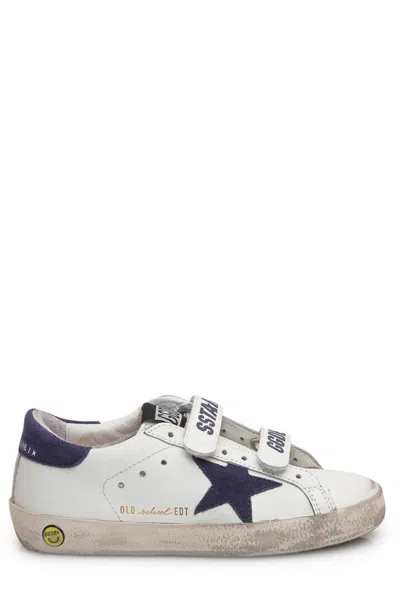 Golden Goose Old School Leather Strap Sneakers In White