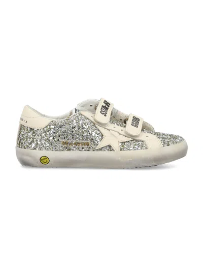 Golden Goose Old School Young With Leather Star And Heel Tab In Silver
