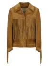 Golden Goose Tobacco Suede Fringe Jacket In Brown