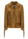 Golden Goose Tobacco Suede Fringe Jacket In Brown