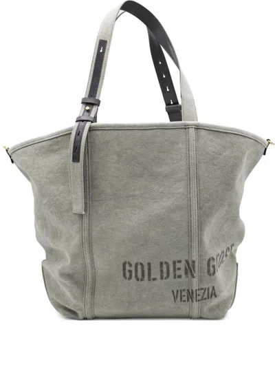 GOLDEN GOOSE OLIVE LOGO PRINT TOTE