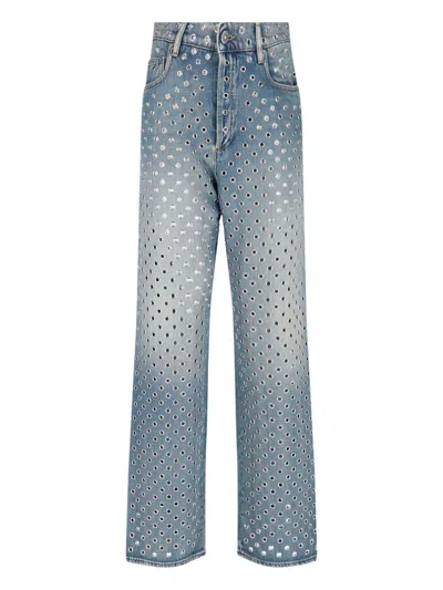Golden Goose Openwork Jeans With Studs In Blue