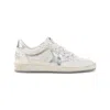 Golden Goose Ball Star Sneakers In Vintage Effect Leather With Silver Star And Heel Tab In White