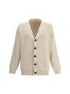 Golden Goose Sand Ribbed Texture Cardigan With Front Pockets In Brown