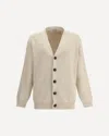 Golden Goose Sand Ribbed Texture Cardigan With Front Pockets In White