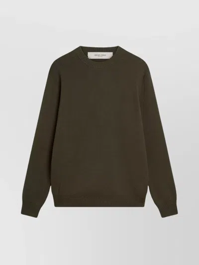 Golden Goose Organic Cotton Crewneck Knitwear Logo In Green