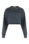 Golden Goose Golden Cropped Crewneck Sweatshirt In Black