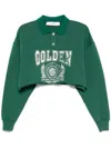 Golden Goose Journey Crop Graphic Polo Sweatshirt In Green