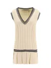 Golden Goose Organic Cotton Dress With Crystals Embellishment In Neutral
