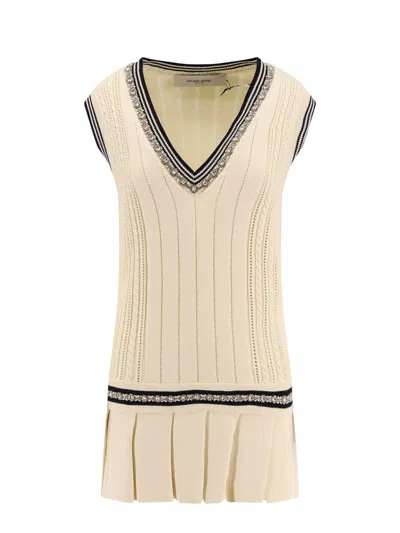 Golden Goose Organic Cotton Dress With Crystals Embellishment In White