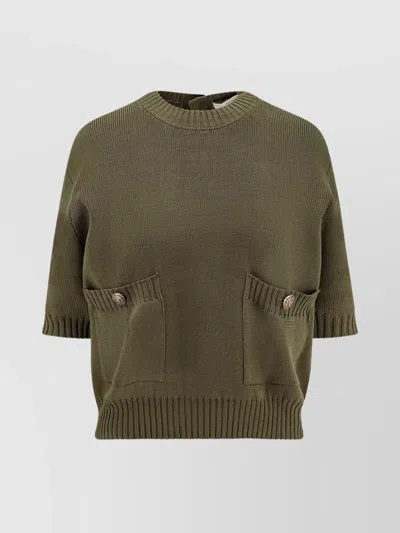 Golden Goose Ottavia Cotton Sweater With Button Detailing In Green