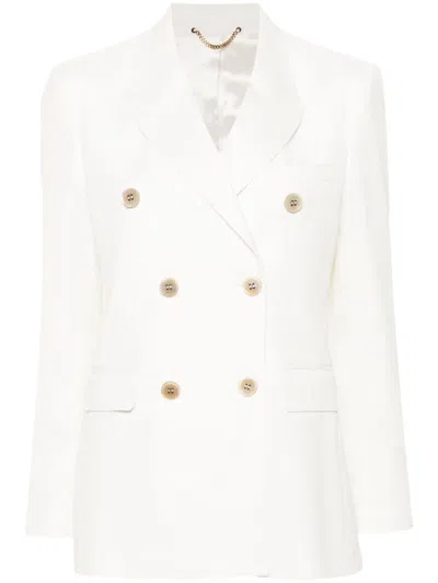 Golden Goose Double-breasted Wool Blend Blazer In White