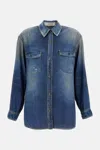 Golden Goose Deluxe Brand Women Oversized Shirt With Denim Print In Blue