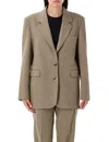 Golden Goose Oversized Blazer Harringbone Wool In Green