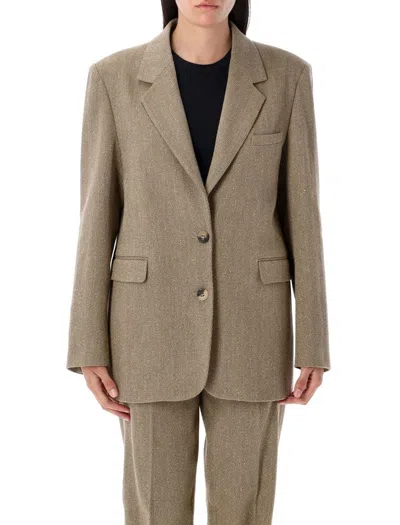 Golden Goose Oversized Blazer Harringbone Wool In Green