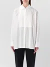 Golden Goose Oversized White Cotton Shirt With Pleated Bib And Jewel Buttons