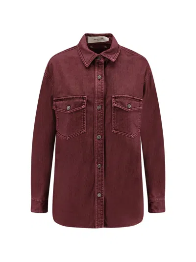Golden Goose Oversized Cotton Poplin Shirt In Burgundy