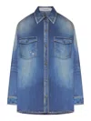 Golden Goose Deluxe Brand Women Oversized Shirt With Denim Print In Blue