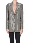 Golden Goose Journey Over Jacket In Pied De Poule Pailletes In Gray