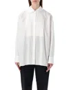 Golden Goose Oversized White Cotton Shirt With Pleated Bib And Jewel Buttons In White