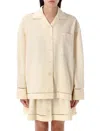 Golden Goose Texture Stripe Oversize Button-up Shirt In Cream