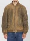 Golden Goose Padded Bomber Jacket Ribbed Collar In Brown
