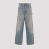 Golden Goose Light Blue Jeans With Sand Wash Distressed Effect In Black