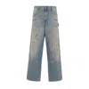 Golden Goose Light Blue Jeans With Sand Wash Distressed Effect In Black