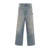 Golden Goose Light Blue Jeans With Sand Wash Distressed Effect In Black
