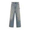 Golden Goose Light Blue Jeans With Sand Wash Distressed Effect In Black