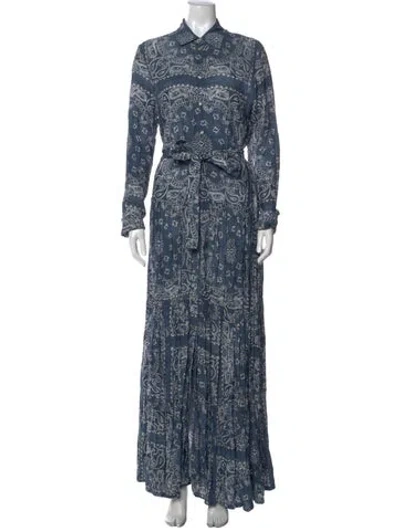 Pre-owned Golden Goose Paisley Print Long Dress In Blue
