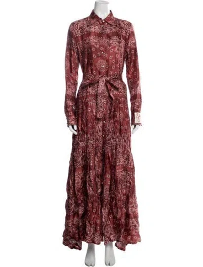 Pre-owned Golden Goose Paisley Print Long Dress In Red