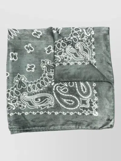 Golden Goose Paisley Print Square Silk Foulard Scarf In Gray