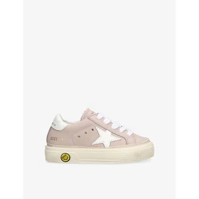 Golden Goose Pale Pink Kids' May Leather Low-top Trainers Eur 26 / 8.5 Uk