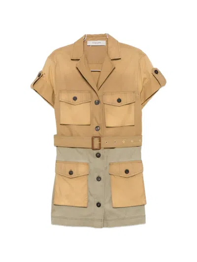 Golden Goose Short-sleeved Belted Dress With Button Closure In Brown